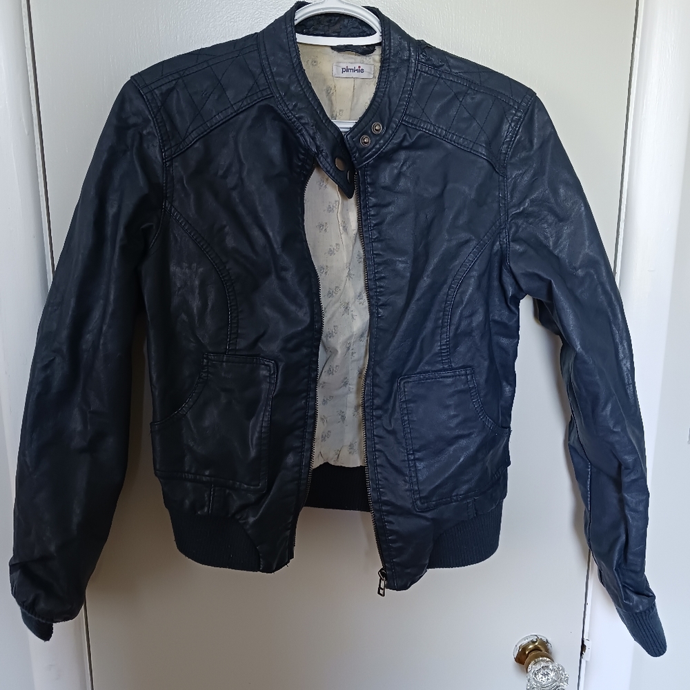 Faux leather bomber jacket